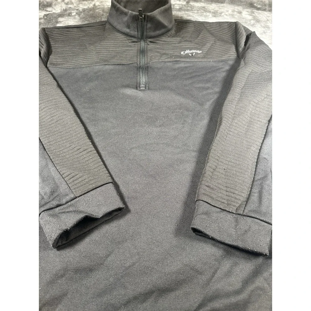 Callaway Sweater Mens Large Gray Golf Quarter Zip Pullover Weather Wind Pockets‎